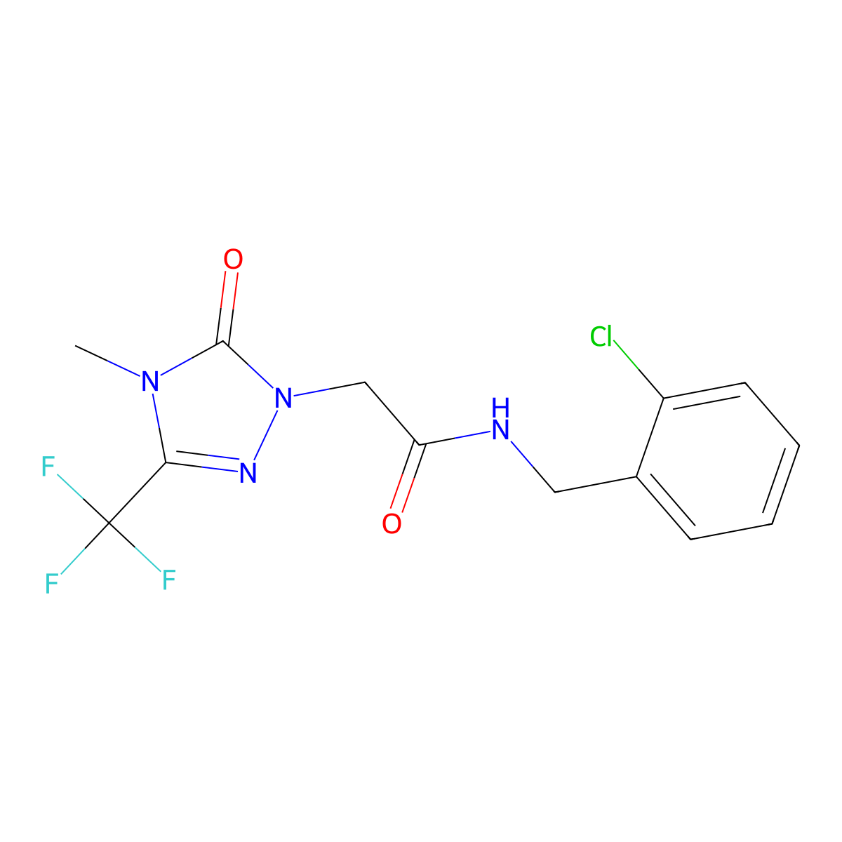 N-(2-chlorobenzyl)-2-(4-methyl-5-oxo-3-(trifluoromethyl)-4,5-dihydro-1H-1,2,4-triazol-1-yl)acetamide molecular structure, CAS 1421476-19-8