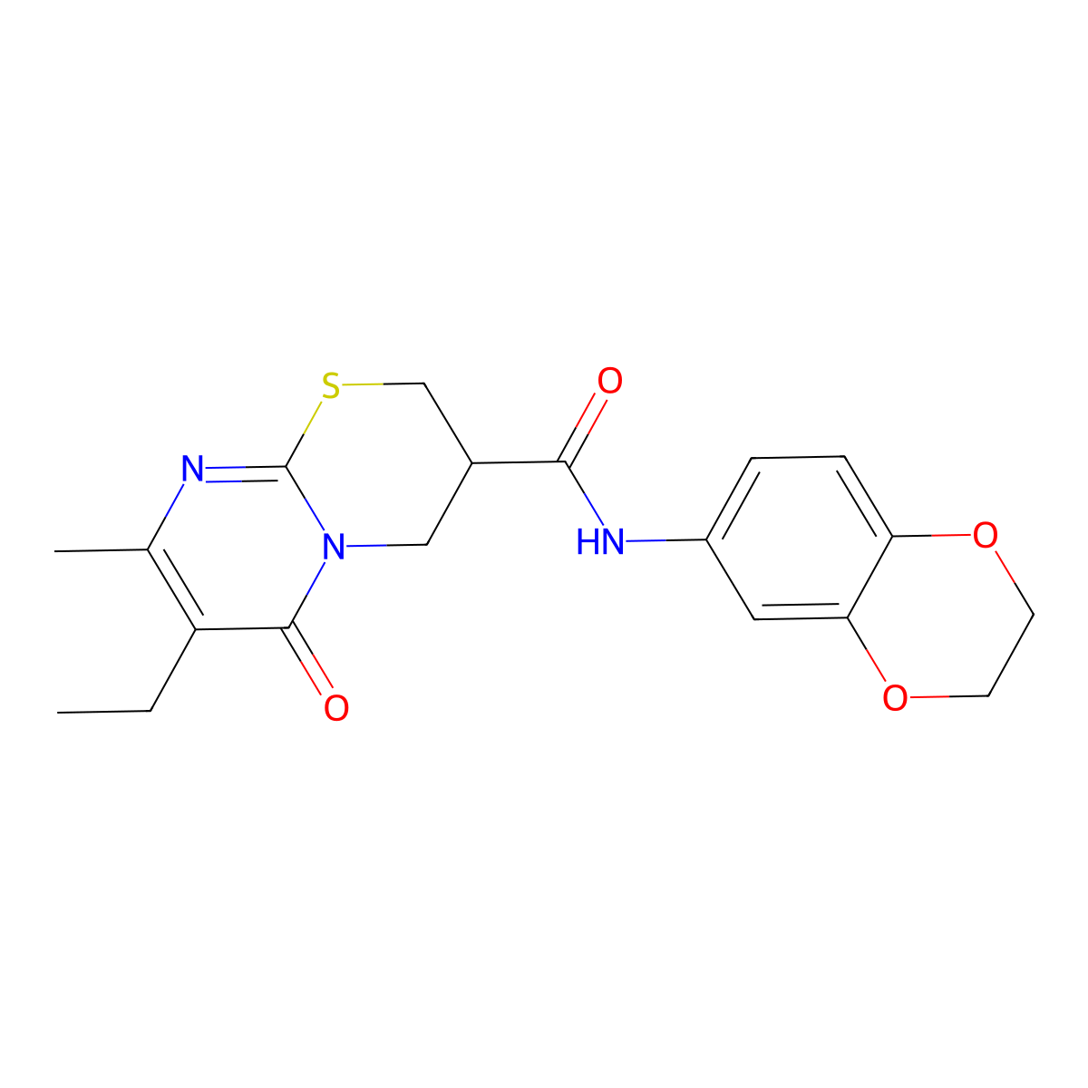 N-(2,3-dihydrobenzo[b][1,4]dioxin-6-yl)-7-ethyl-8-methyl-6-oxo-2,3,4,6-tetrahydropyrimido[2,1-b][1,3]thiazine-3-carboxamide molecular structure, CAS 1421476-25-6