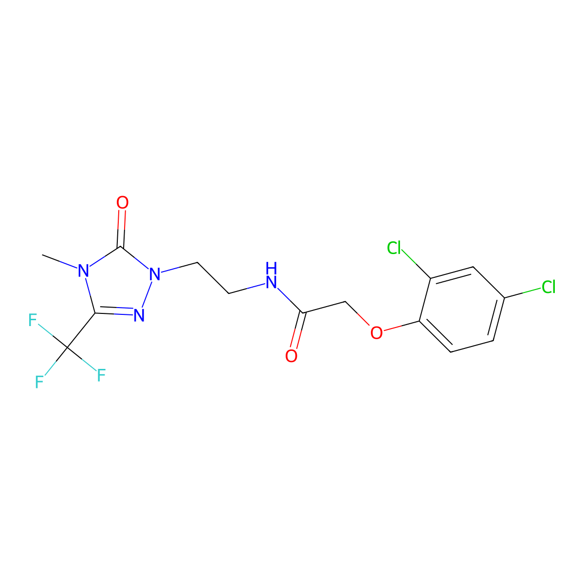 2-(2,4-dichlorophenoxy)-N-{2-[4-methyl-5-oxo-3-(trifluoromethyl)-4,5-dihydro-1H-1,2,4-triazol-1-yl]ethyl}acetamide molecular structure, CAS 1421476-26-7