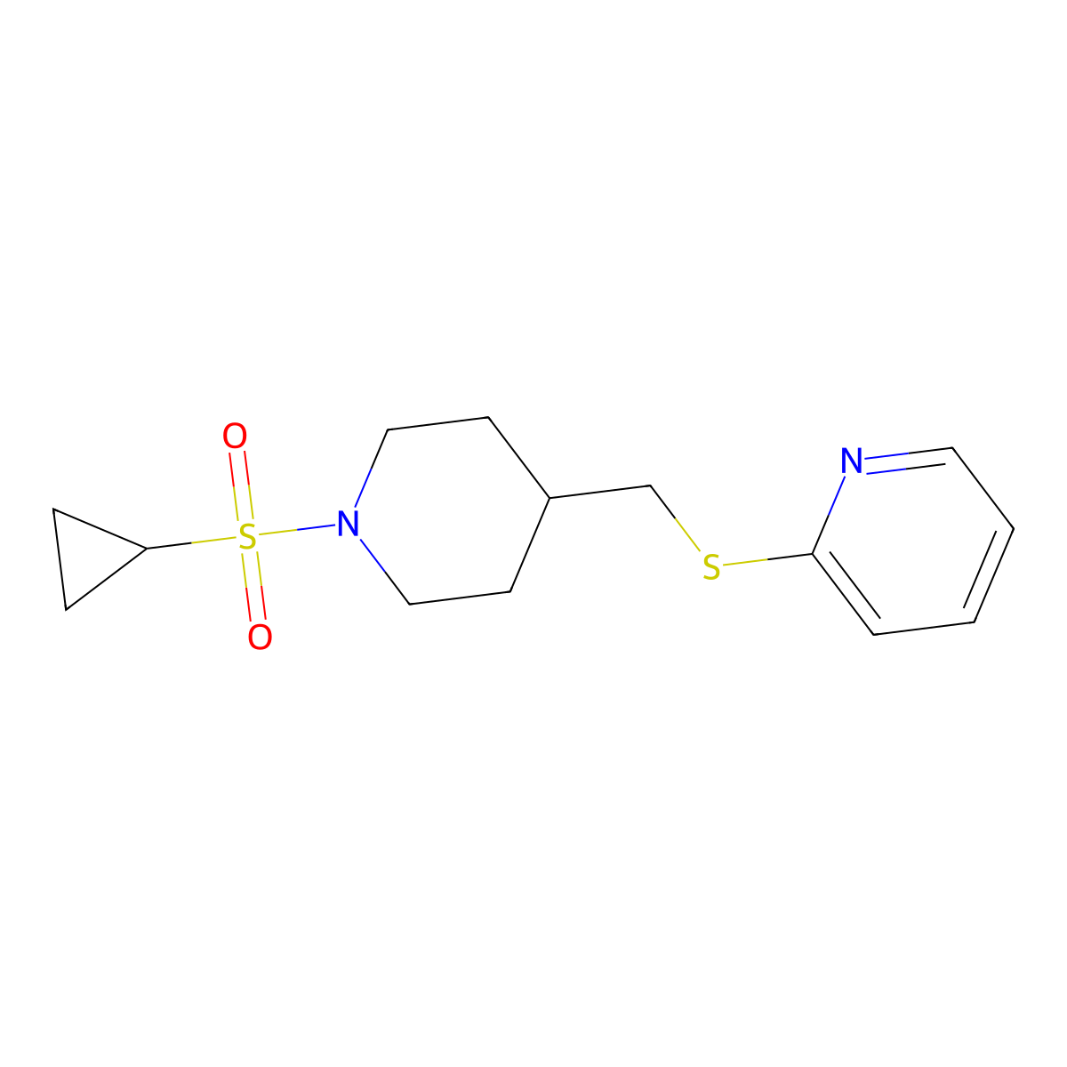 2-({[1-(Cyclopropanesulfonyl)piperidin-4-YL]methyl}sulfanyl)pyridine molecular structure, CAS 1421476-27-8