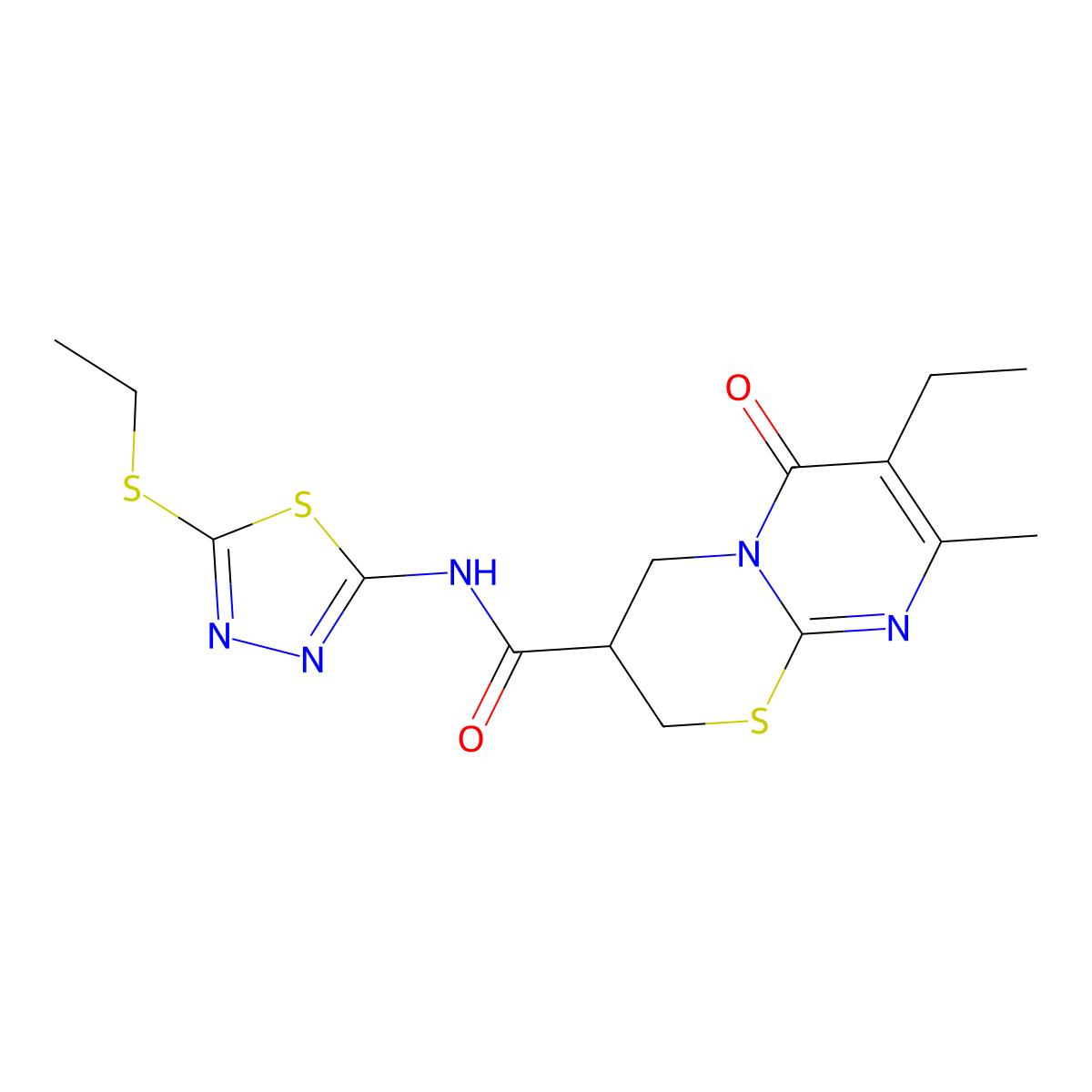 7-ethyl-N-(5-(ethylthio)-1,3,4-thiadiazol-2-yl)-8-methyl-6-oxo-2,3,4,6-tetrahydropyrimido[2,1-b][1,3]thiazine-3-carboxamide molecular structure, CAS 1421476-31-4