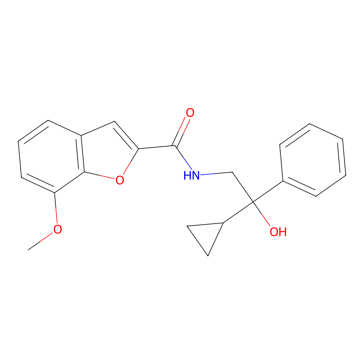 N-(2-cyclopropyl-2-hydroxy-2-phenylethyl)-7-methoxybenzofuran-2-carboxamide molecular structure, CAS 1421476-32-5