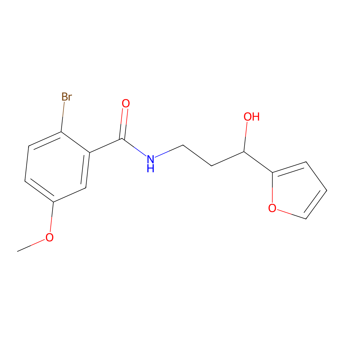 2-Bromo-N-[3-(furan-2-YL)-3-hydroxypropyl]-5-methoxybenzamide molecular structure, CAS 1421476-39-2