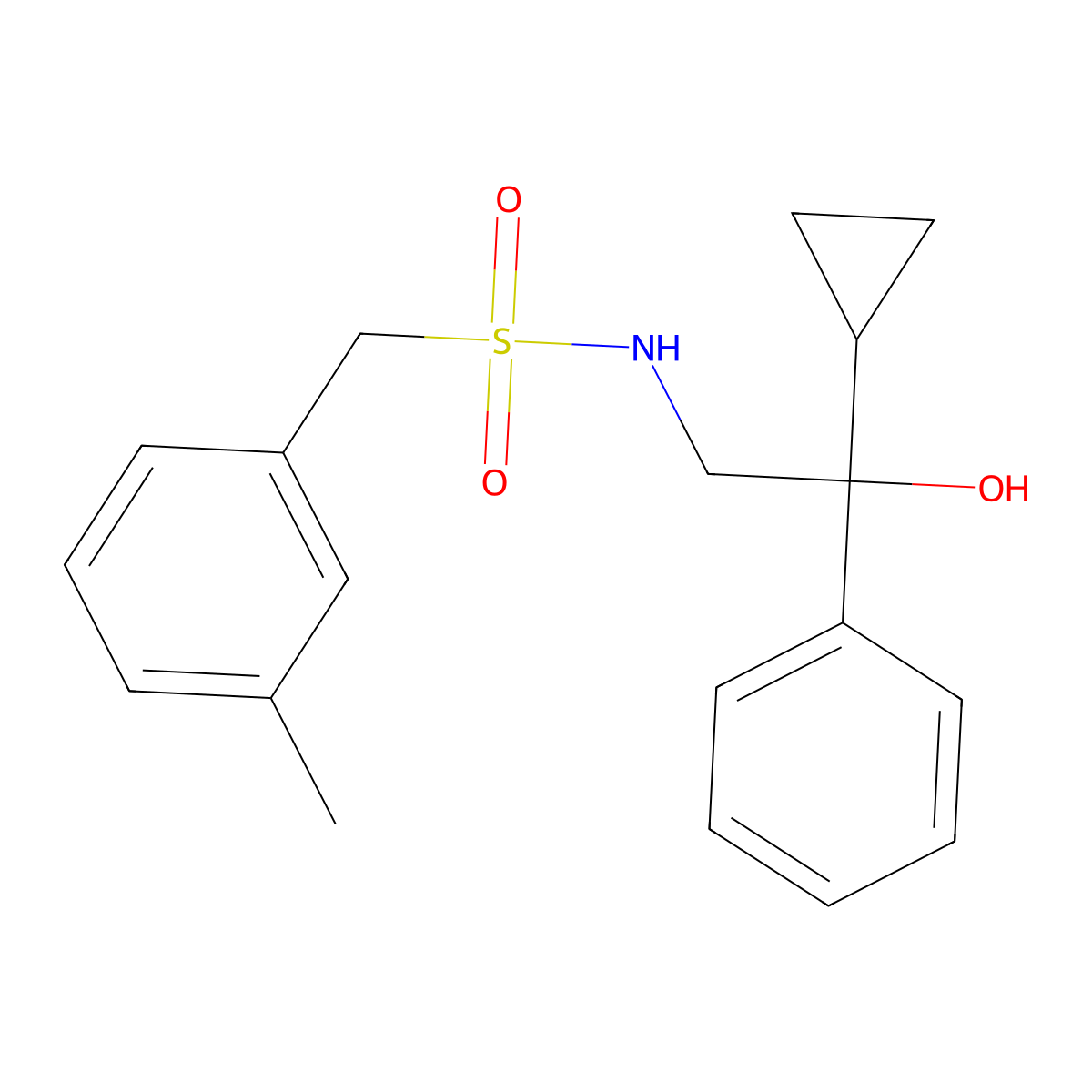 N-(2-cyclopropyl-2-hydroxy-2-phenylethyl)-1-(m-tolyl)methanesulfonamide molecular structure, CAS 1421476-41-6