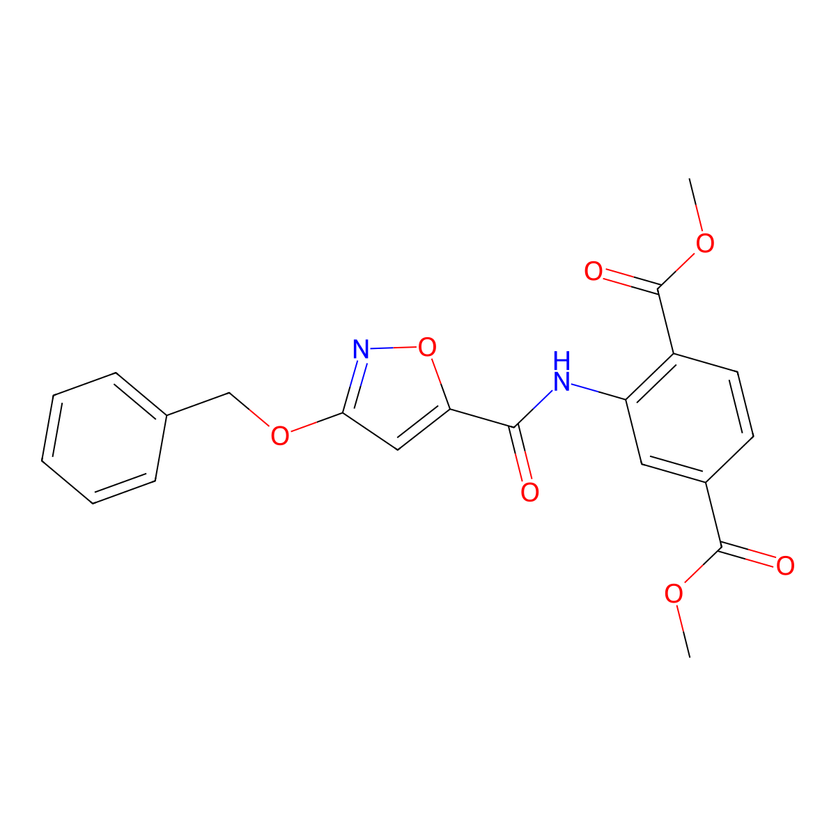 Dimethyl 2-(3-(benzyloxy)isoxazole-5-carboxamido)terephthalate molecular structure, CAS 1421476-42-7