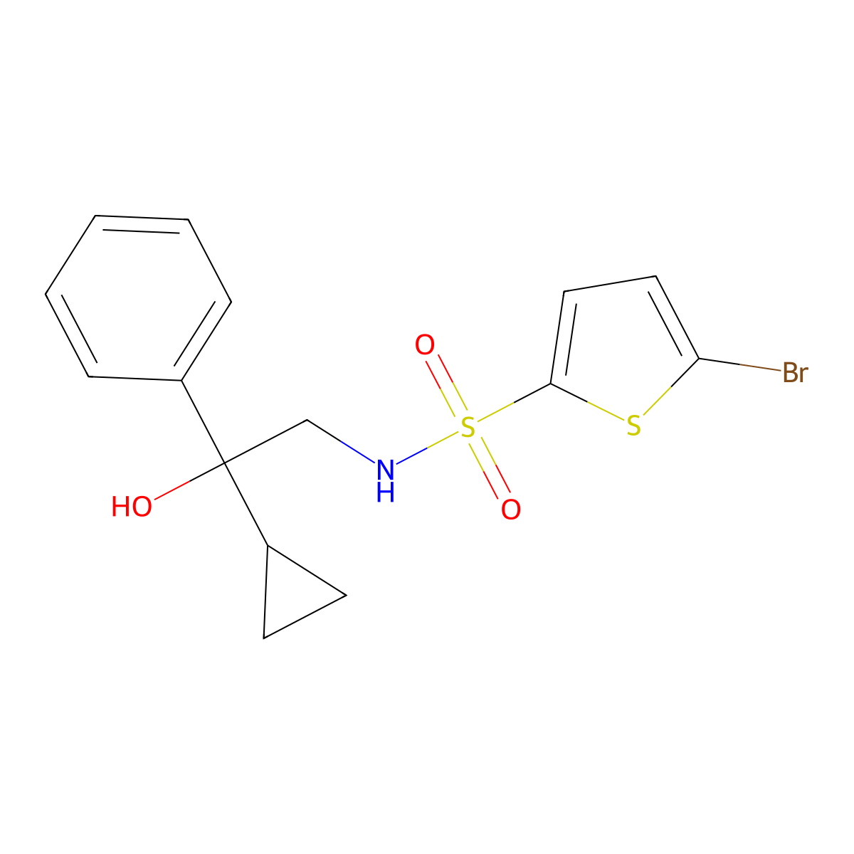 5-bromo-N-(2-cyclopropyl-2-hydroxy-2-phenylethyl)thiophene-2-sulfonamide molecular structure, CAS 1421476-55-2