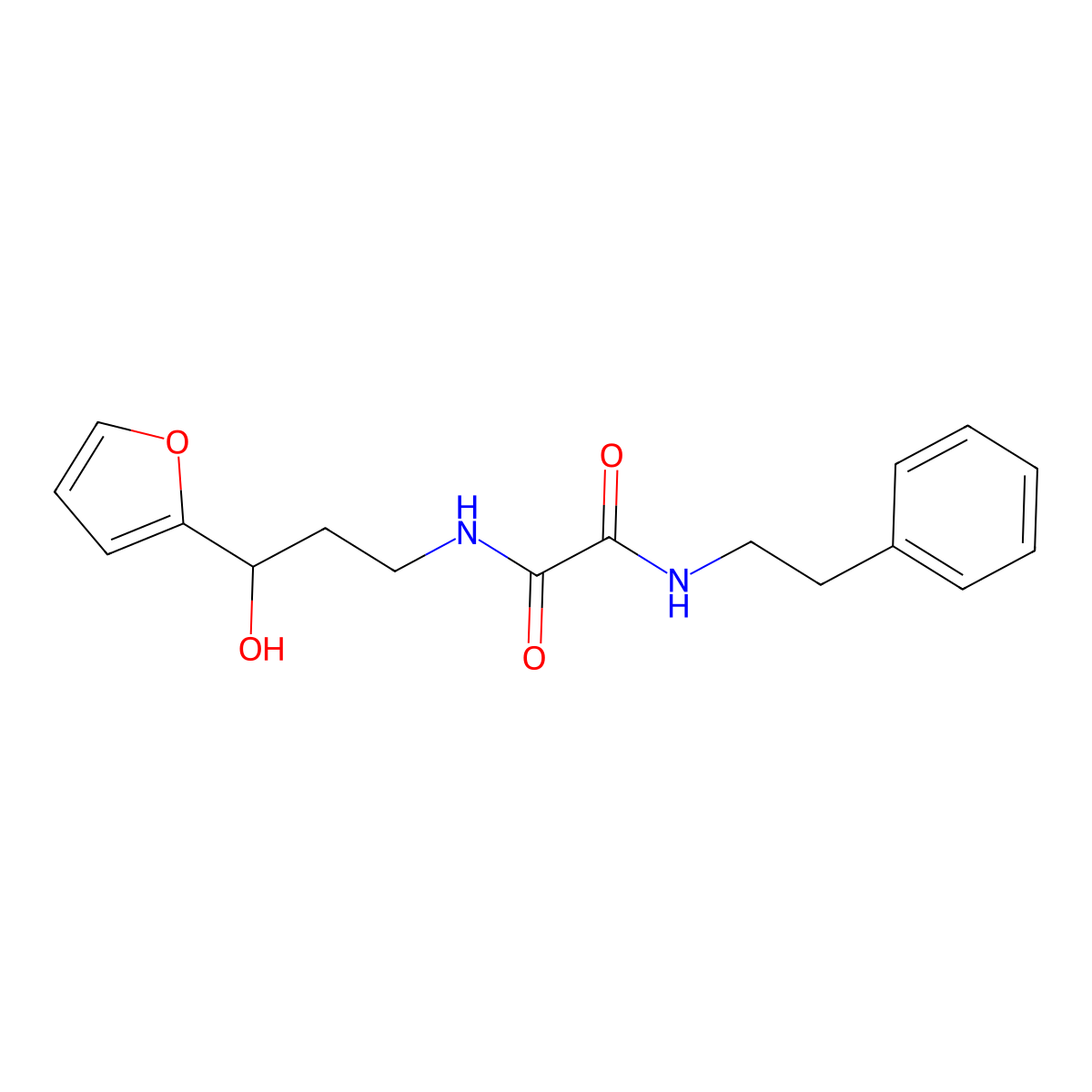 N1-(3-(furan-2-yl)-3-hydroxypropyl)-N2-phenethyloxalamide molecular structure, CAS 1421476-61-0