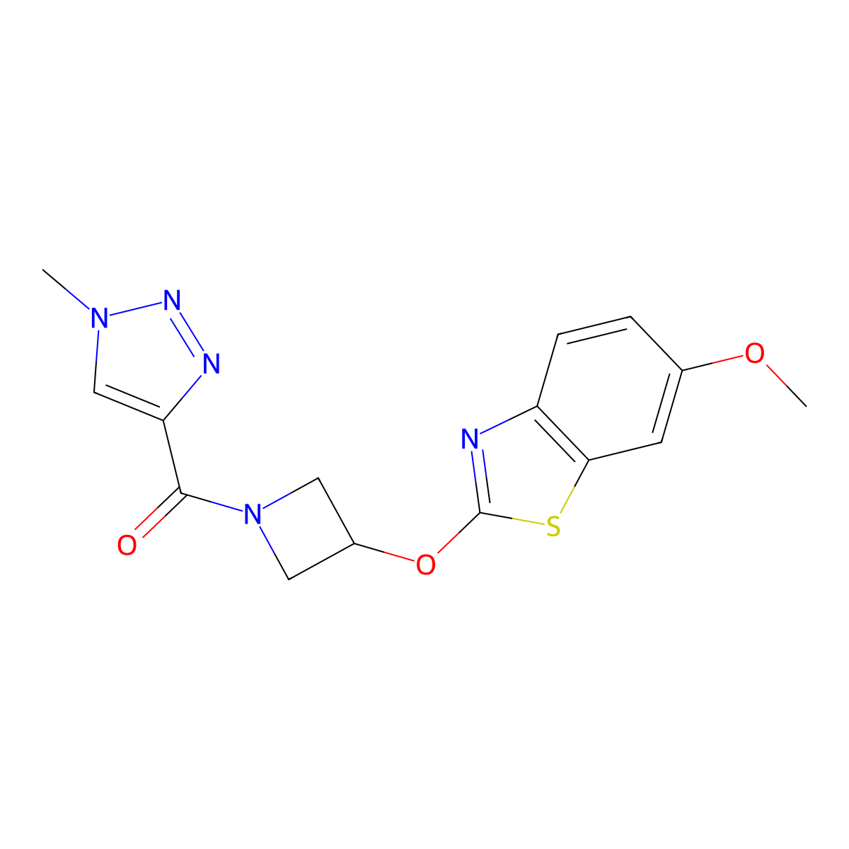 (3-((6-methoxybenzo[d]thiazol-2-yl)oxy)azetidin-1-yl)(1-methyl-1H-1,2,3-triazol-4-yl)methanone molecular structure, CAS 1421476-65-4