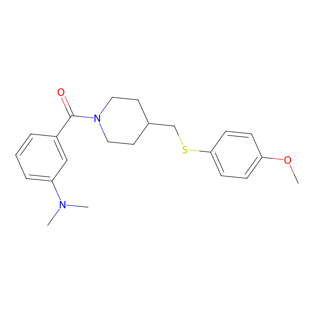 (3-(Dimethylamino)phenyl)(4-(((4-methoxyphenyl)thio)methyl)piperidin-1-yl)methanone molecular structure, CAS 1421476-66-5