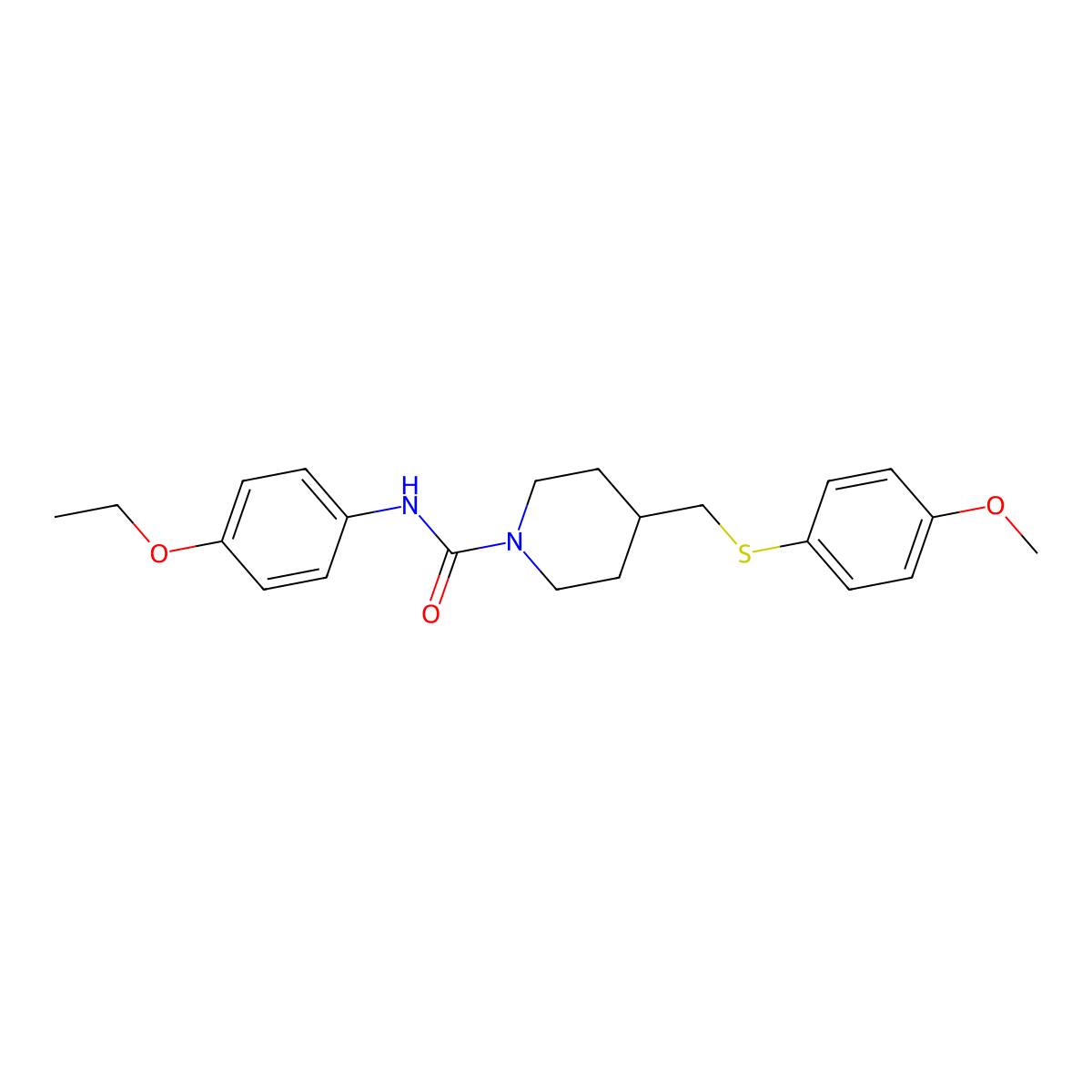 N-(4-ethoxyphenyl)-4-(((4-methoxyphenyl)thio)methyl)piperidine-1-carboxamide molecular structure, CAS 1421476-74-5