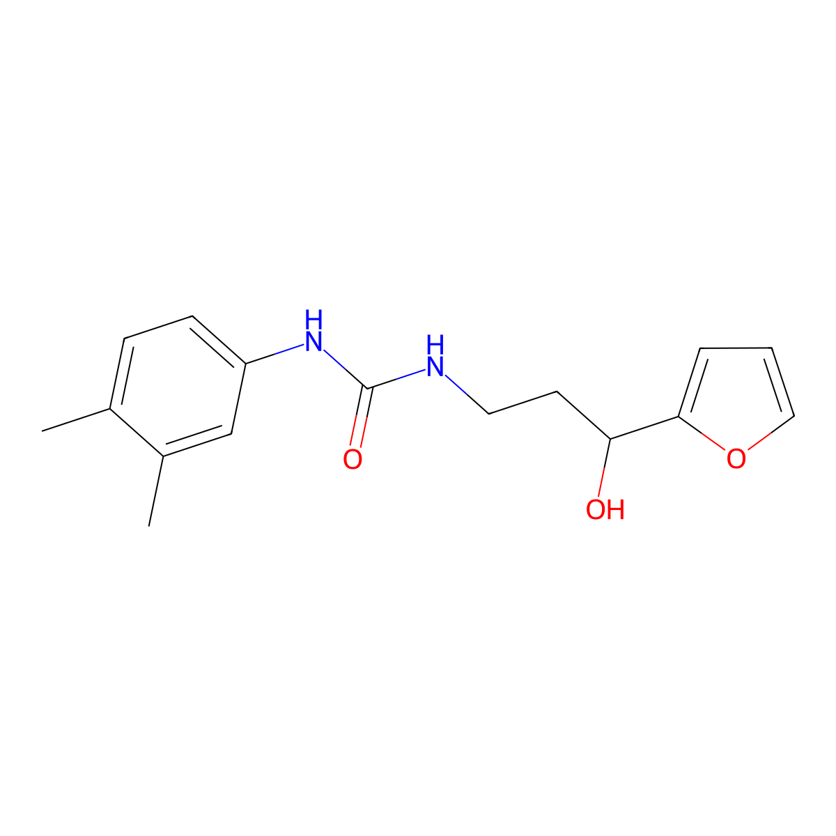 1-(3,4-Dimethylphenyl)-3-[3-(furan-2-YL)-3-hydroxypropyl]urea molecular structure, CAS 1421476-75-6