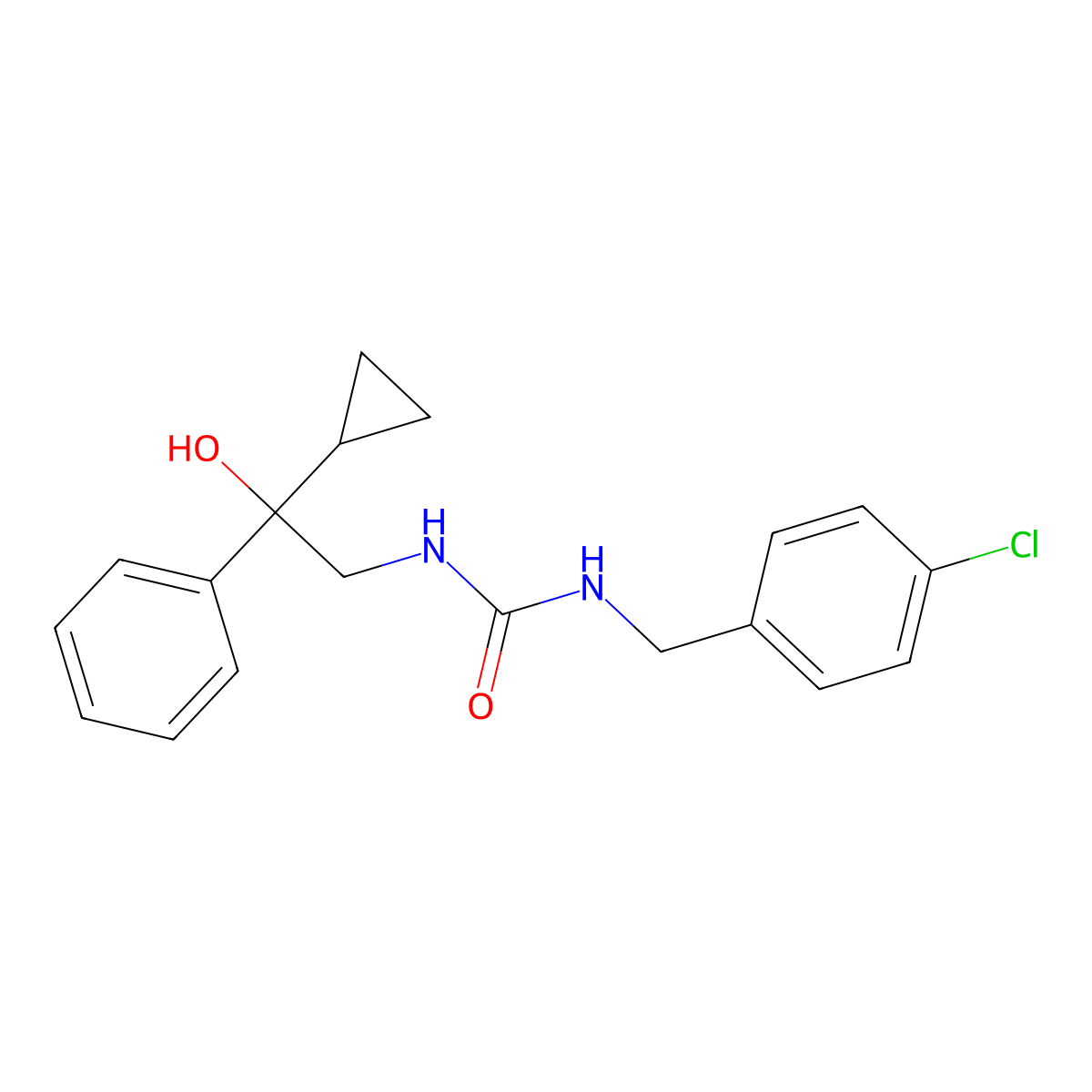 1-(4-Chlorobenzyl)-3-(2-cyclopropyl-2-hydroxy-2-phenylethyl)urea molecular structure, CAS 1421476-77-8