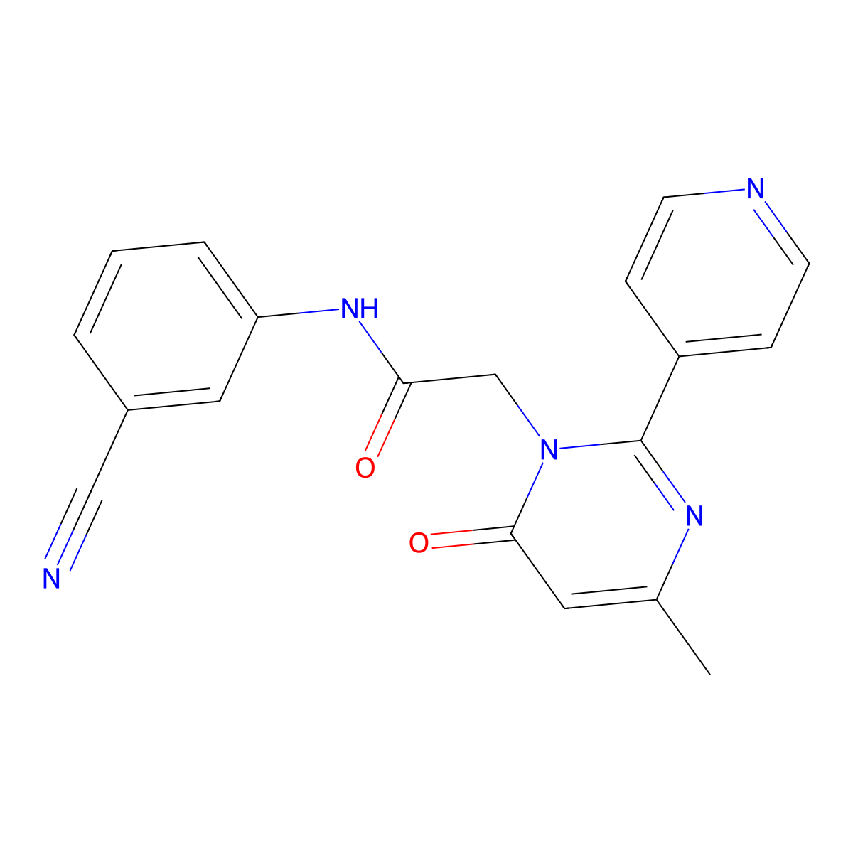 N-(3-cyanophenyl)-2-(4-methyl-6-oxo-2-(pyridin-4-yl)pyrimidin-1(6H)-yl)acetamide molecular structure, CAS 1421476-80-3