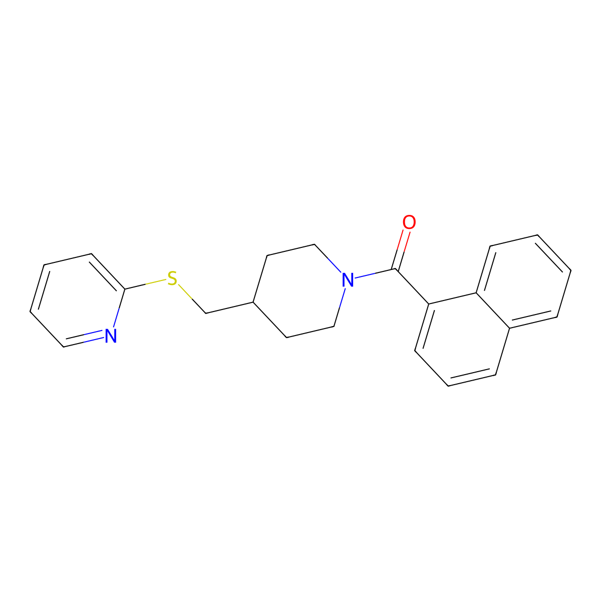 Naphthalen-1-yl(4-((pyridin-2-ylthio)methyl)piperidin-1-yl)methanone molecular structure, CAS 1421476-82-5