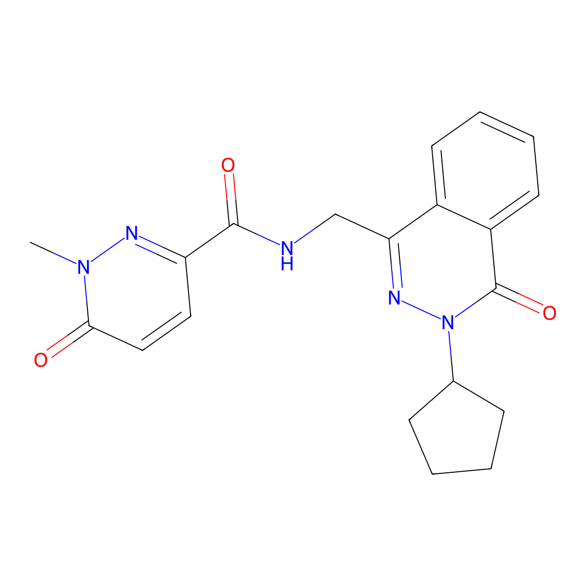 N-[(3-cyclopentyl-4-oxo-3,4-dihydrophthalazin-1-yl)methyl]-1-methyl-6-oxo-1,6-dihydropyridazine-3-carboxamide molecular structure, CAS 1421476-84-7