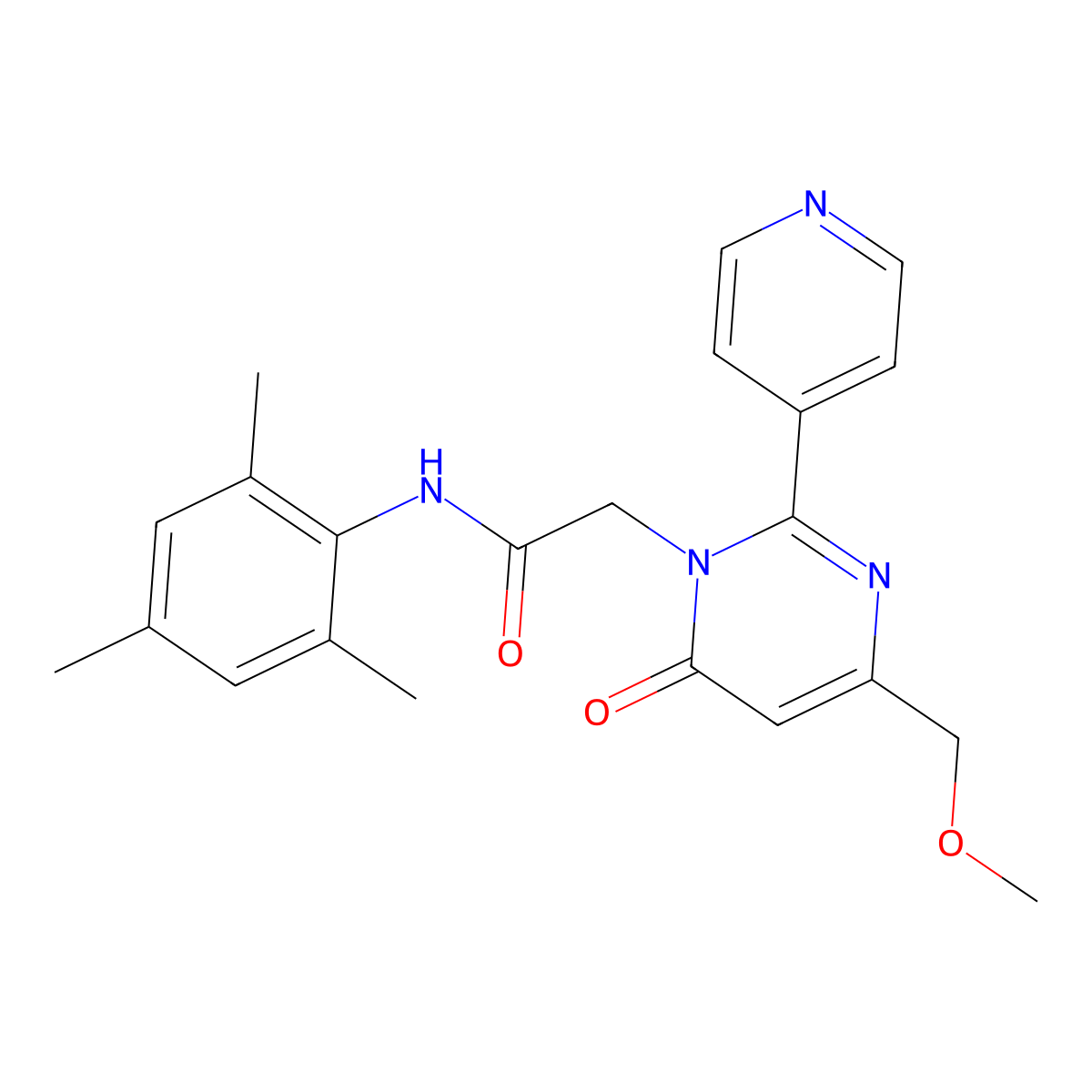 N-mesityl-2-(4-(methoxymethyl)-6-oxo-2-(pyridin-4-yl)pyrimidin-1(6H)-yl)acetamide molecular structure, CAS 1421476-88-1