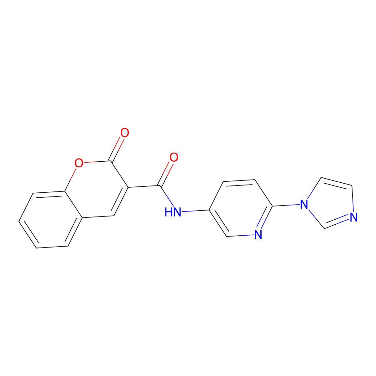 N-[6-(1H-imidazol-1-yl)pyridin-3-yl]-2-oxo-2H-chromene-3-carboxamide molecular structure, CAS 1421476-95-0