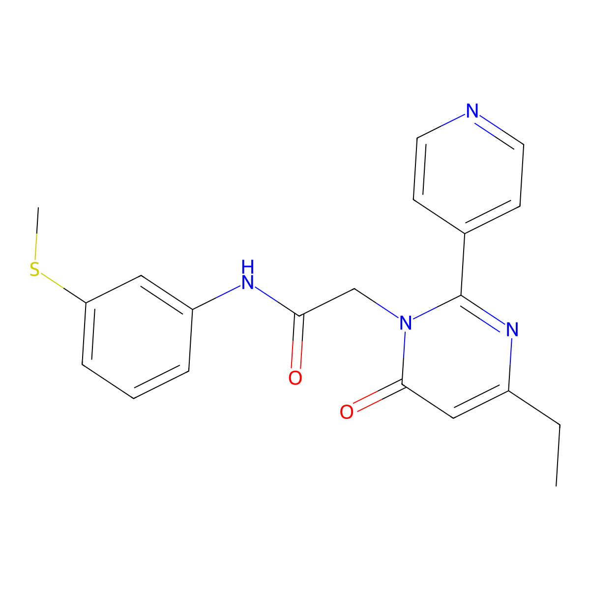 2-(4-ethyl-6-oxo-2-(pyridin-4-yl)pyrimidin-1(6H)-yl)-N-(3-(methylthio)phenyl)acetamide molecular structure, CAS 1421476-96-1