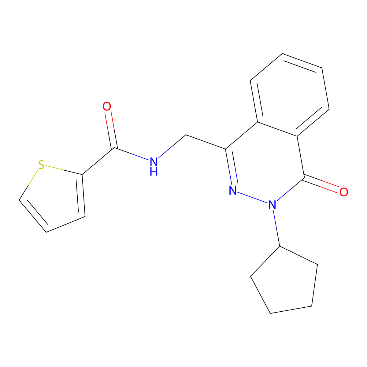 N-[(3-cyclopentyl-4-oxo-3,4-dihydrophthalazin-1-yl)methyl]thiophene-2-carboxamide molecular structure, CAS 1421476-99-4
