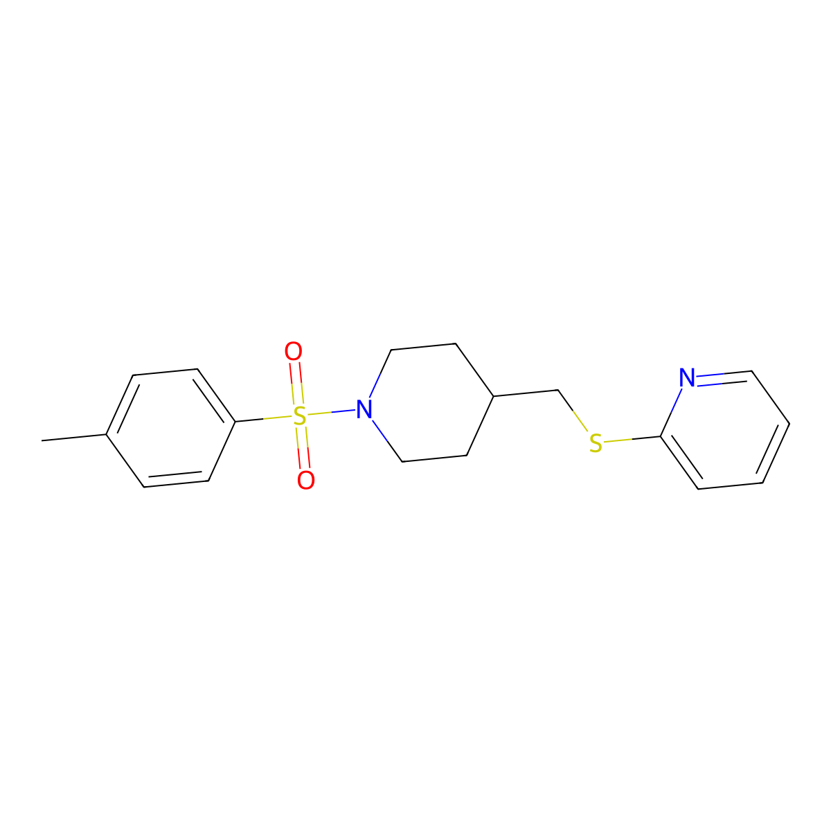 2-(((1-Tosylpiperidin-4-yl)methyl)thio)pyridine molecular structure, CAS 1421477-05-5