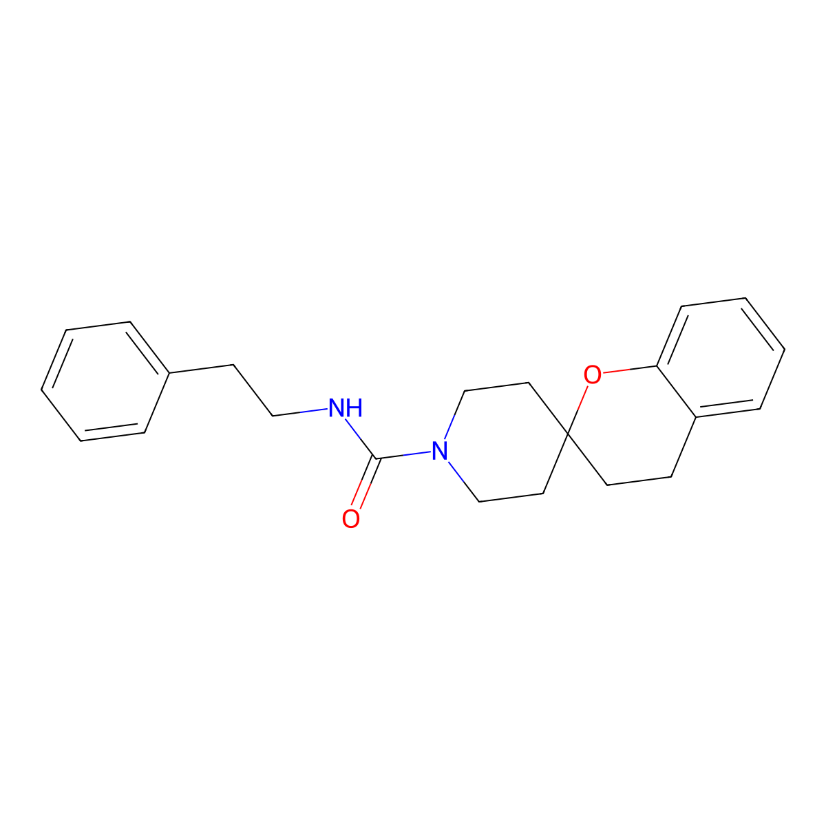 N-phenethylspiro[chroman-2,4'-piperidine]-1'-carboxamide molecular structure, CAS 1421477-07-7