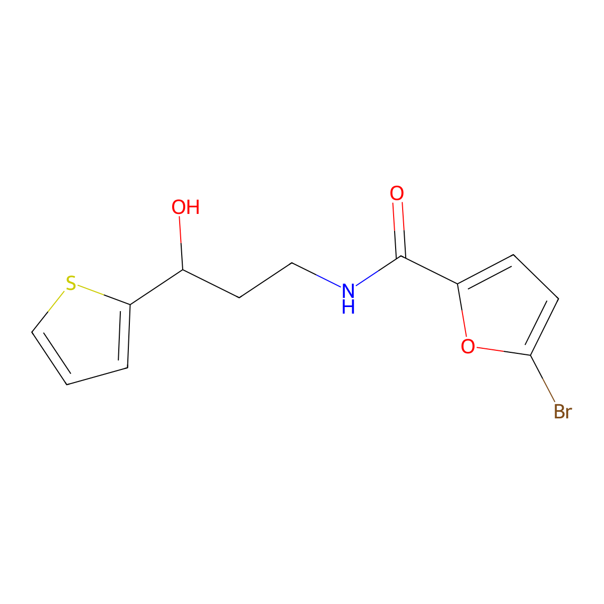 5-Bromo-N-[3-hydroxy-3-(thiophen-2-YL)propyl]furan-2-carboxamide molecular structure, CAS 1421477-09-9