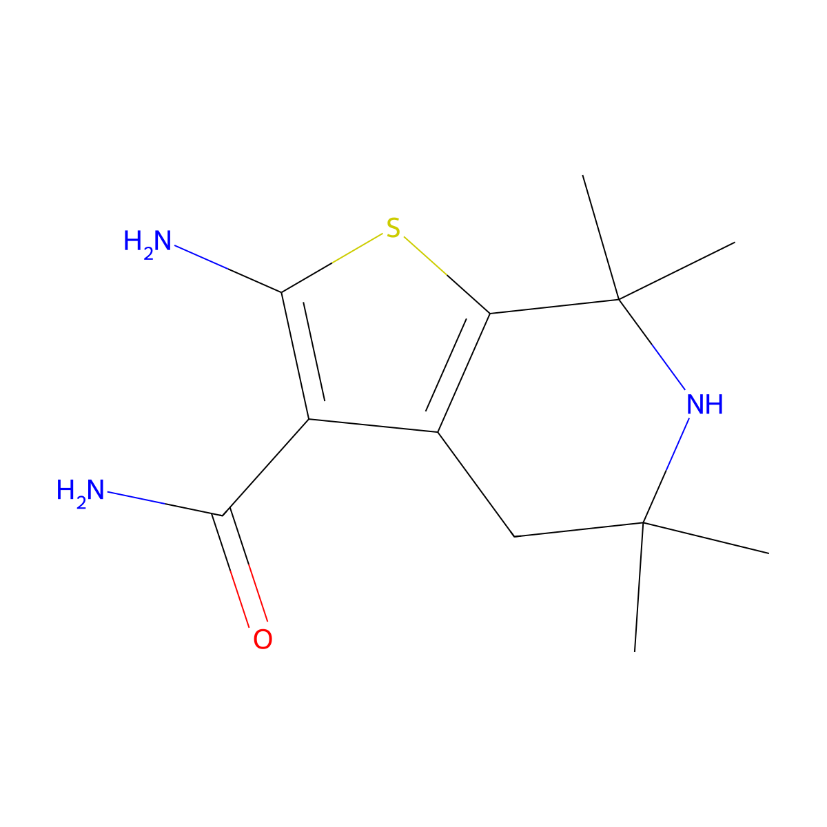 2-Amino-5,5,7,7-tetramethyl-4,5,6,7-tetrahydrothieno[2,3-c]pyridine-3-carboxamide molecular structure, CAS 1421477-13-5