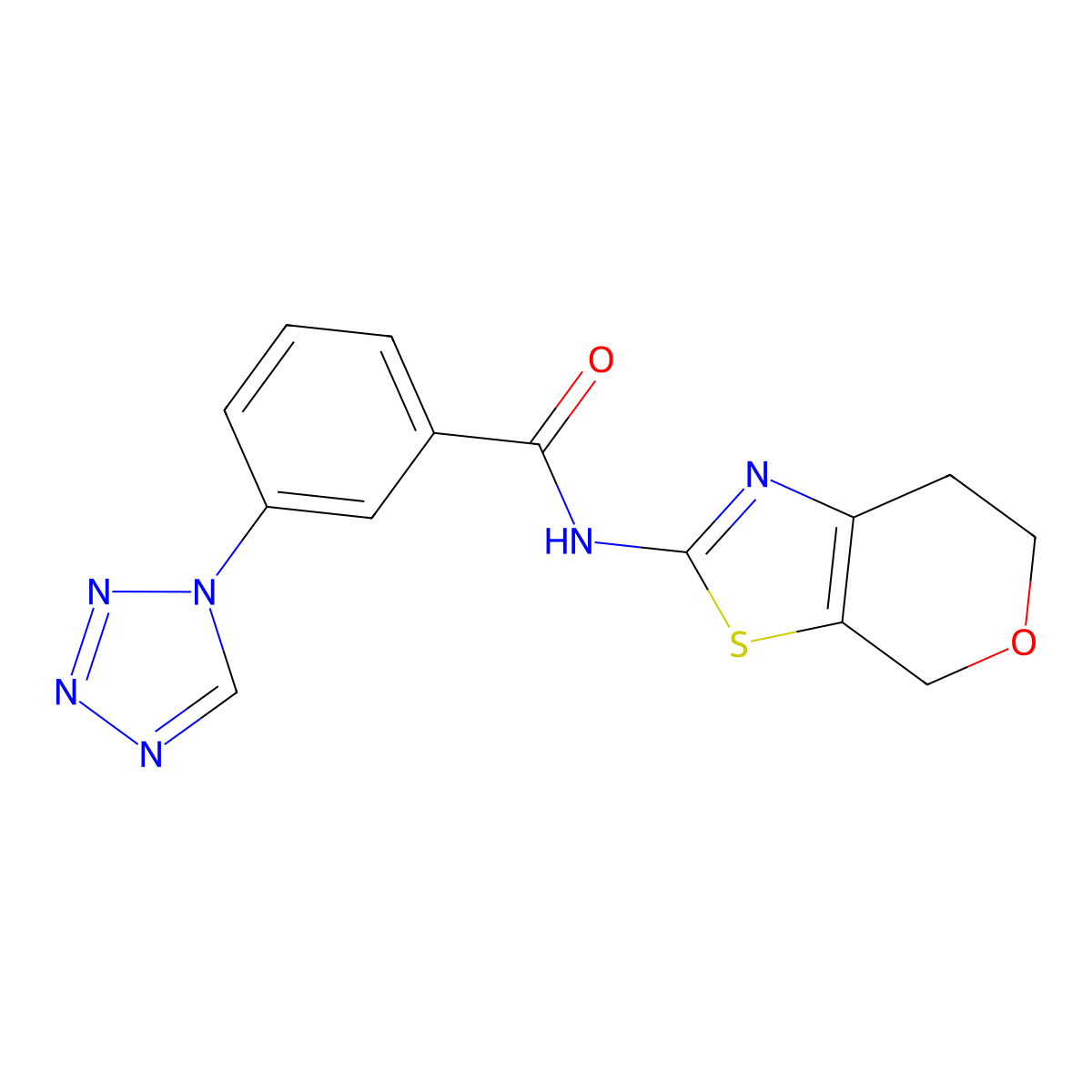 N-(6,7-dihydro-4H-pyrano[4,3-d]thiazol-2-yl)-3-(1H-tetrazol-1-yl)benzamide molecular structure, CAS 1421477-18-0