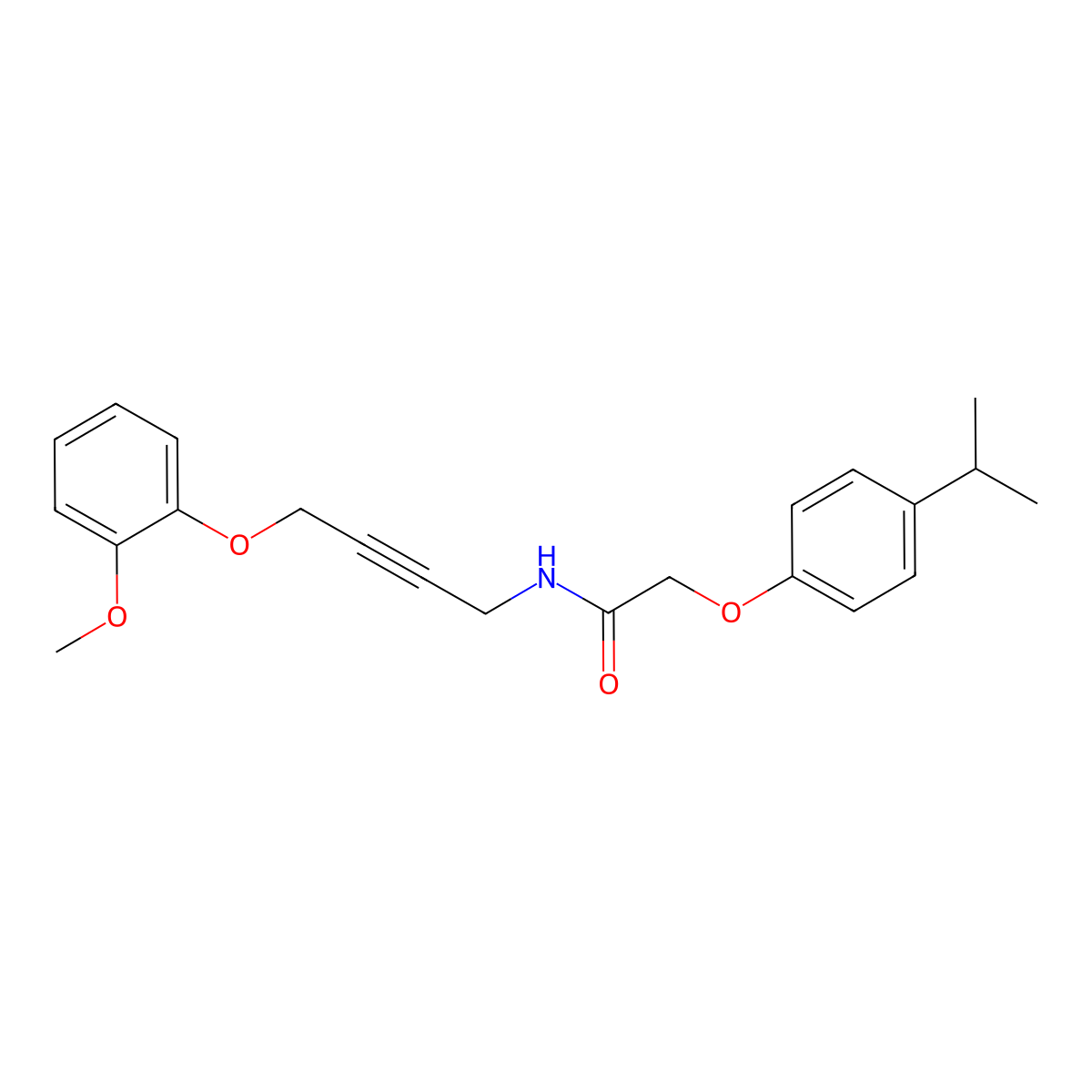 2-(4-isopropylphenoxy)-N-(4-(2-methoxyphenoxy)but-2-yn-1-yl)acetamide molecular structure, CAS 1421477-26-0