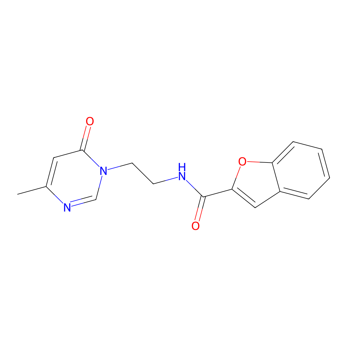 N-(2-(4-methyl-6-oxopyrimidin-1(6H)-yl)ethyl)benzofuran-2-carboxamide molecular structure, CAS 1421477-29-3