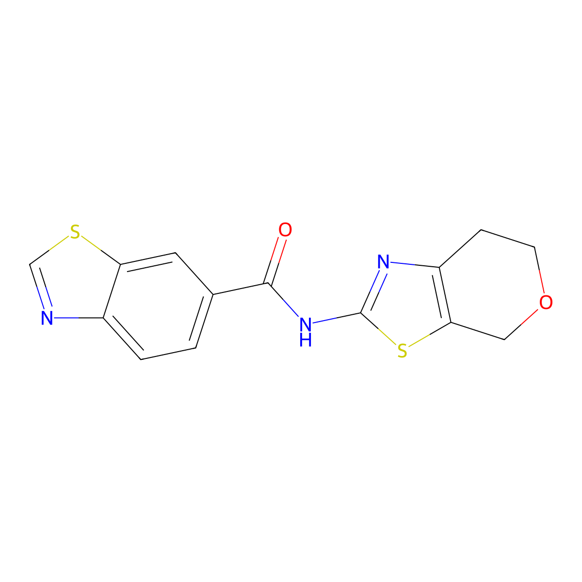 N-(6,7-dihydro-4H-pyrano[4,3-d]thiazol-2-yl)benzo[d]thiazole-6-carboxamide molecular structure, CAS 1421477-30-6
