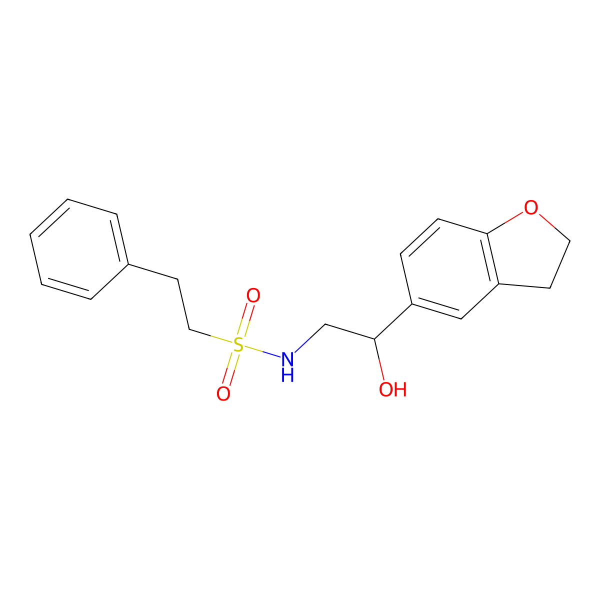 N-(2-(2,3-dihydrobenzofuran-5-yl)-2-hydroxyethyl)-2-phenylethanesulfonamide molecular structure, CAS 1421477-34-0