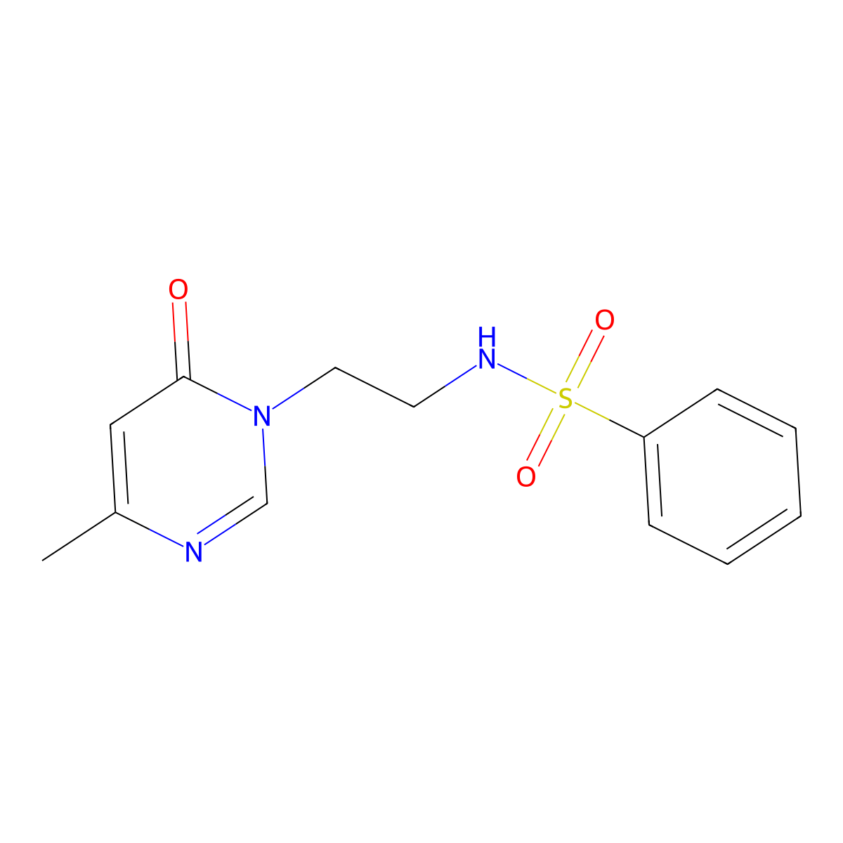 N-(2-(4-methyl-6-oxopyrimidin-1(6H)-yl)ethyl)benzenesulfonamide molecular structure, CAS 1421477-35-1