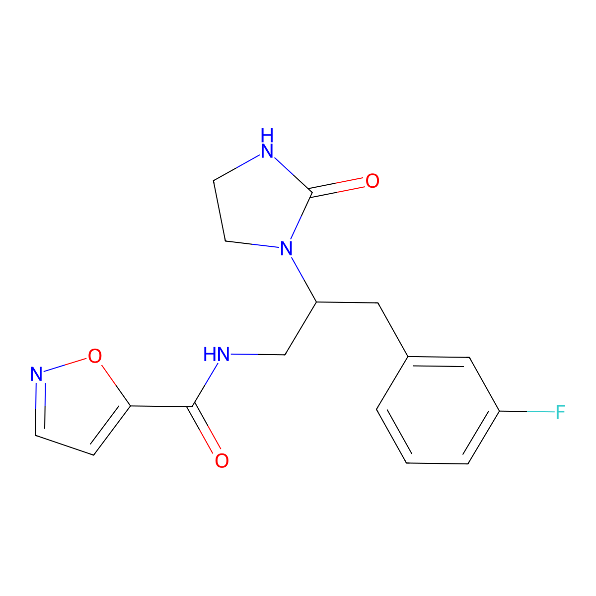N-(3-(3-fluorophenyl)-2-(2-oxoimidazolidin-1-yl)propyl)isoxazole-5-carboxamide molecular structure, CAS 1421477-39-5