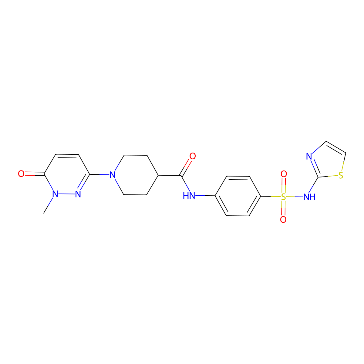 1-(1-methyl-6-oxo-1,6-dihydropyridazin-3-yl)-N-(4-(N-(thiazol-2-yl)sulfamoyl)phenyl)piperidine-4-carboxamide molecular structure, CAS 1421477-41-9