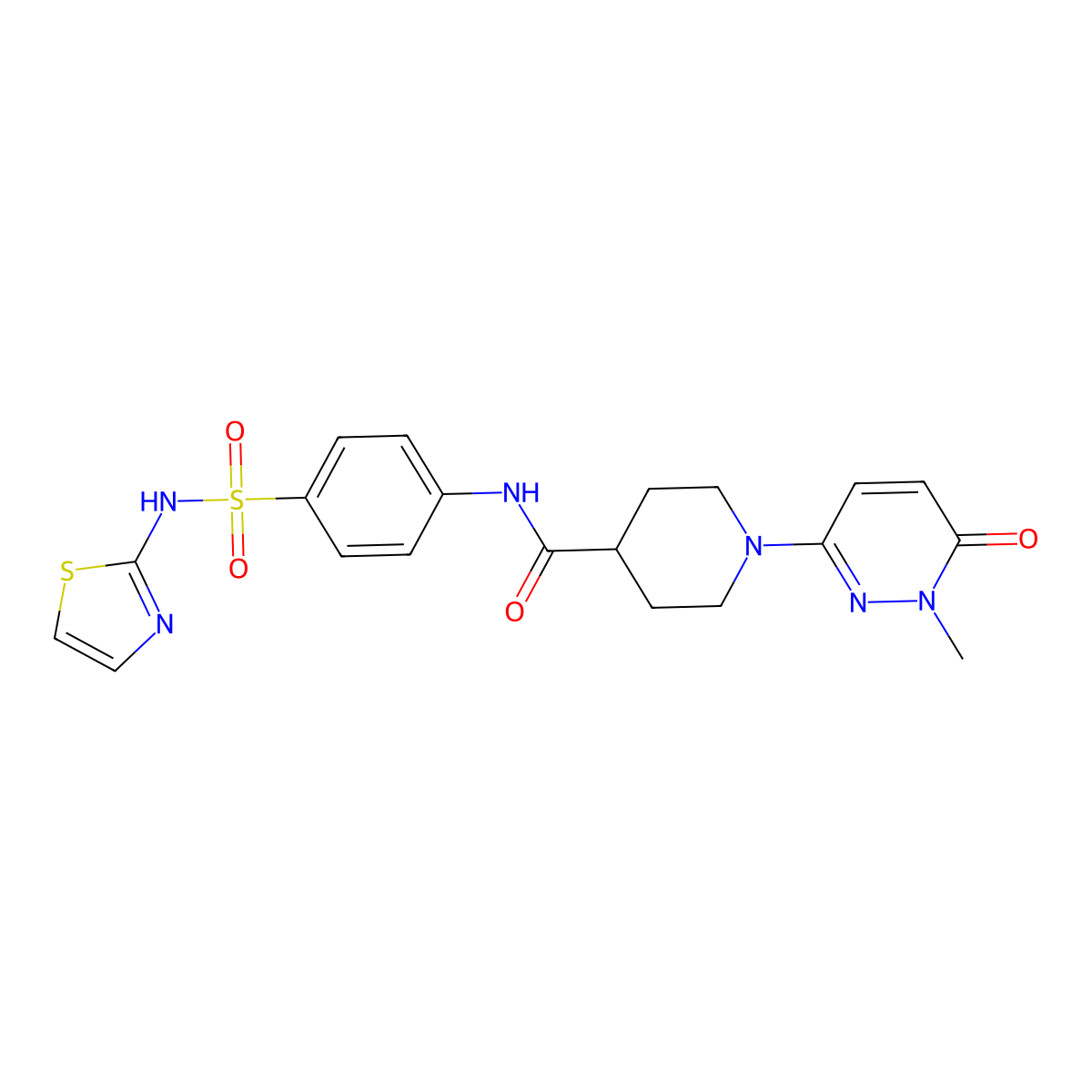 1-(1-methyl-6-oxo-1,6-dihydropyridazin-3-yl)-N-(4-(N-(thiazol-2-yl)sulfamoyl)phenyl)piperidine-4-carboxamide molecular structure, CAS 1421477-41-9