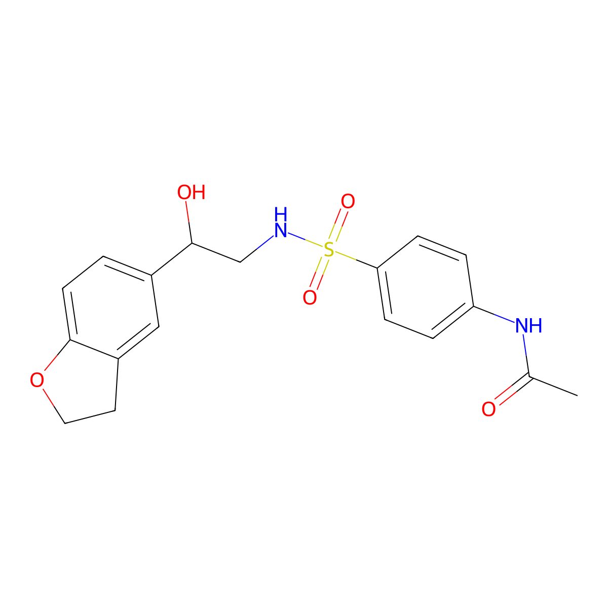 N-(4-(N-(2-(2,3-dihydrobenzofuran-5-yl)-2-hydroxyethyl)sulfamoyl)phenyl)acetamide molecular structure, CAS 1421477-44-2