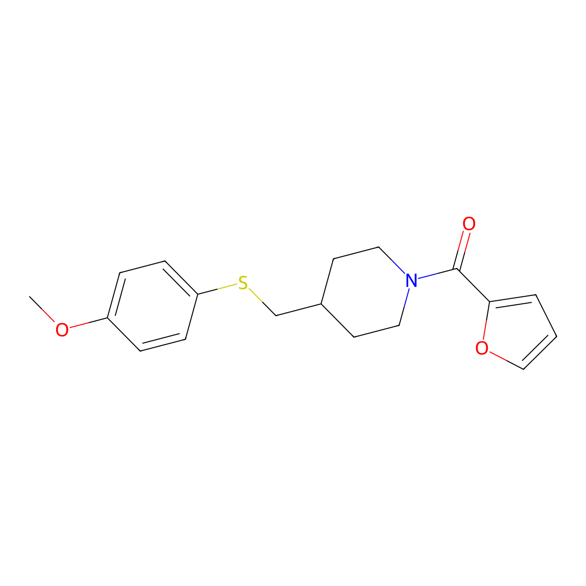 1-(Furan-2-carbonyl)-4-{[(4-methoxyphenyl)sulfanyl]methyl}piperidine molecular structure, CAS 1421477-51-1