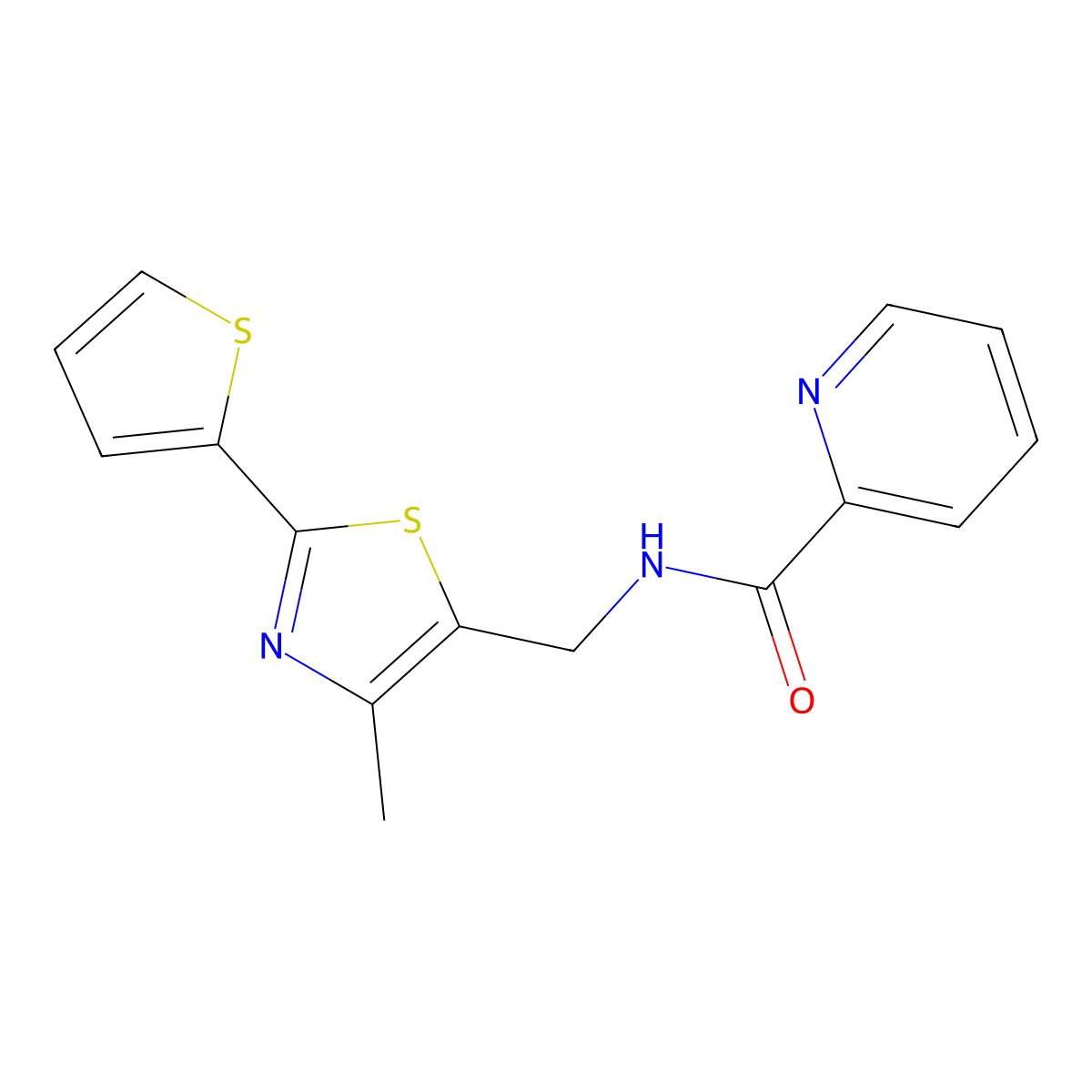 N-((4-methyl-2-(thiophen-2-yl)thiazol-5-yl)methyl)picolinamide molecular structure, CAS 1421477-58-8