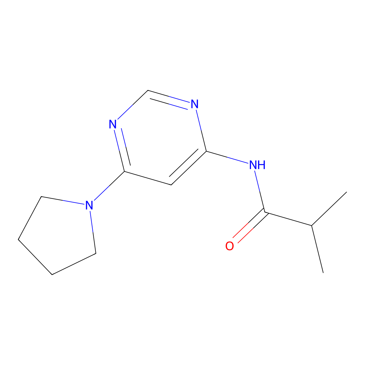 2-Methyl-N-[6-(pyrrolidin-1-YL)pyrimidin-4-YL]propanamide molecular structure, CAS 1421477-60-2