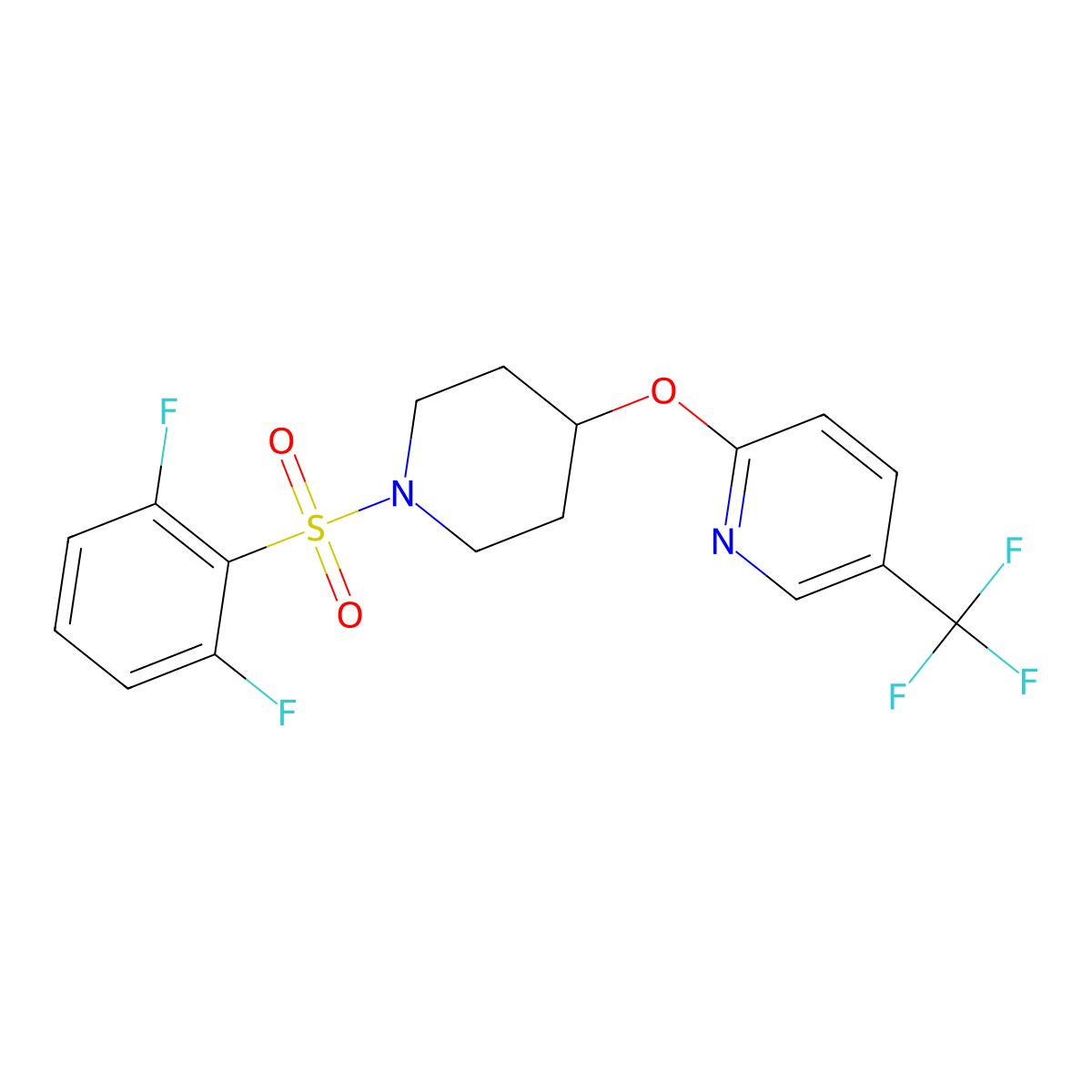 2-((1-((2,6-Difluorophenyl)sulfonyl)piperidin-4-yl)oxy)-5-(trifluoromethyl)pyridine molecular structure, CAS 1421477-65-7