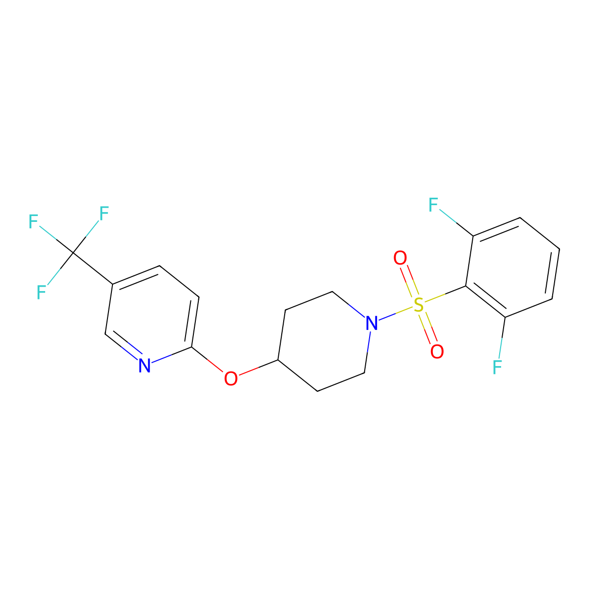 2-((1-((2,6-Difluorophenyl)sulfonyl)piperidin-4-yl)oxy)-5-(trifluoromethyl)pyridine molecular structure, CAS 1421477-65-7