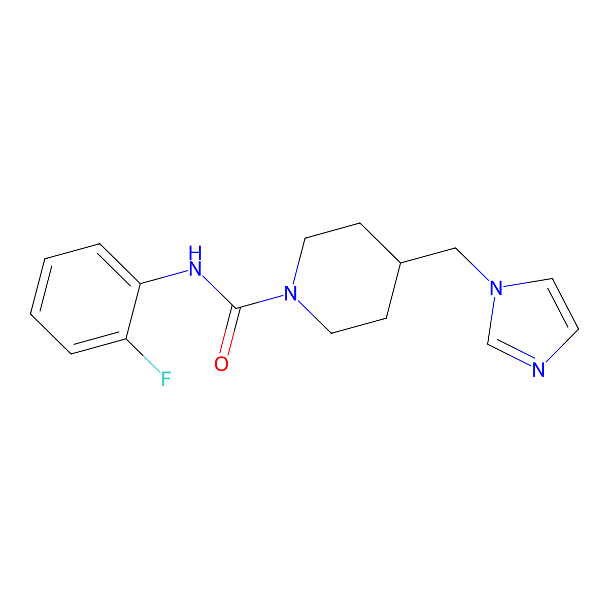 4-((1H-imidazol-1-yl)methyl)-N-(2-fluorophenyl)piperidine-1-carboxamide molecular structure, CAS 1421477-67-9