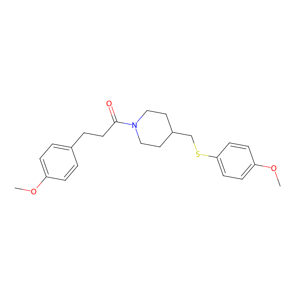 3-(4-Methoxyphenyl)-1-(4-(((4-methoxyphenyl)thio)methyl)piperidin-1-yl)propan-1-one molecular structure, CAS 1421477-70-4