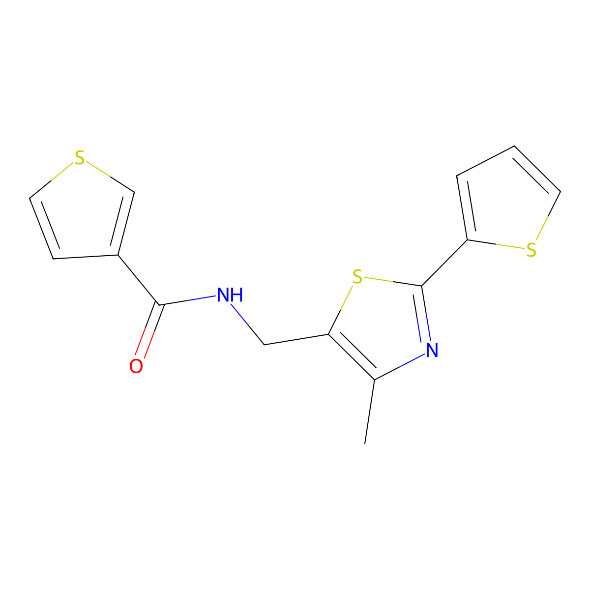 N-((4-methyl-2-(thiophen-2-yl)thiazol-5-yl)methyl)thiophene-3-carboxamide molecular structure, CAS 1421477-71-5