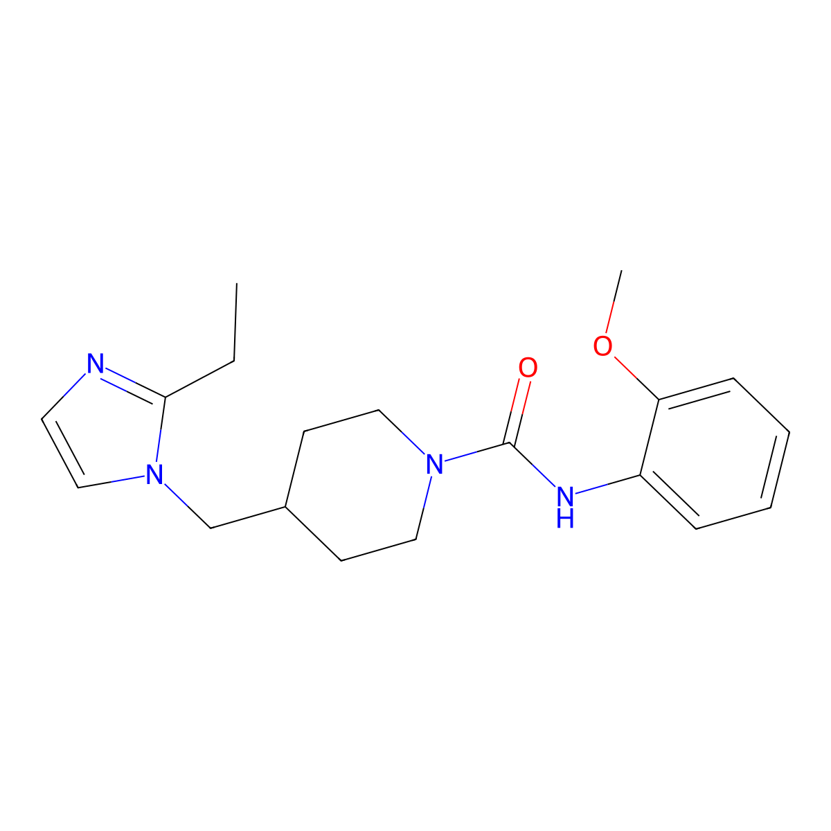 4-((2-ethyl-1H-imidazol-1-yl)methyl)-N-(2-methoxyphenyl)piperidine-1-carboxamide molecular structure, CAS 1421477-75-9