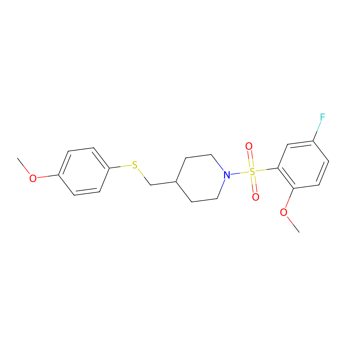 1-(5-Fluoro-2-methoxybenzenesulfonyl)-4-{[(4-methoxyphenyl)sulfanyl]methyl}piperidine molecular structure, CAS 1421477-78-2