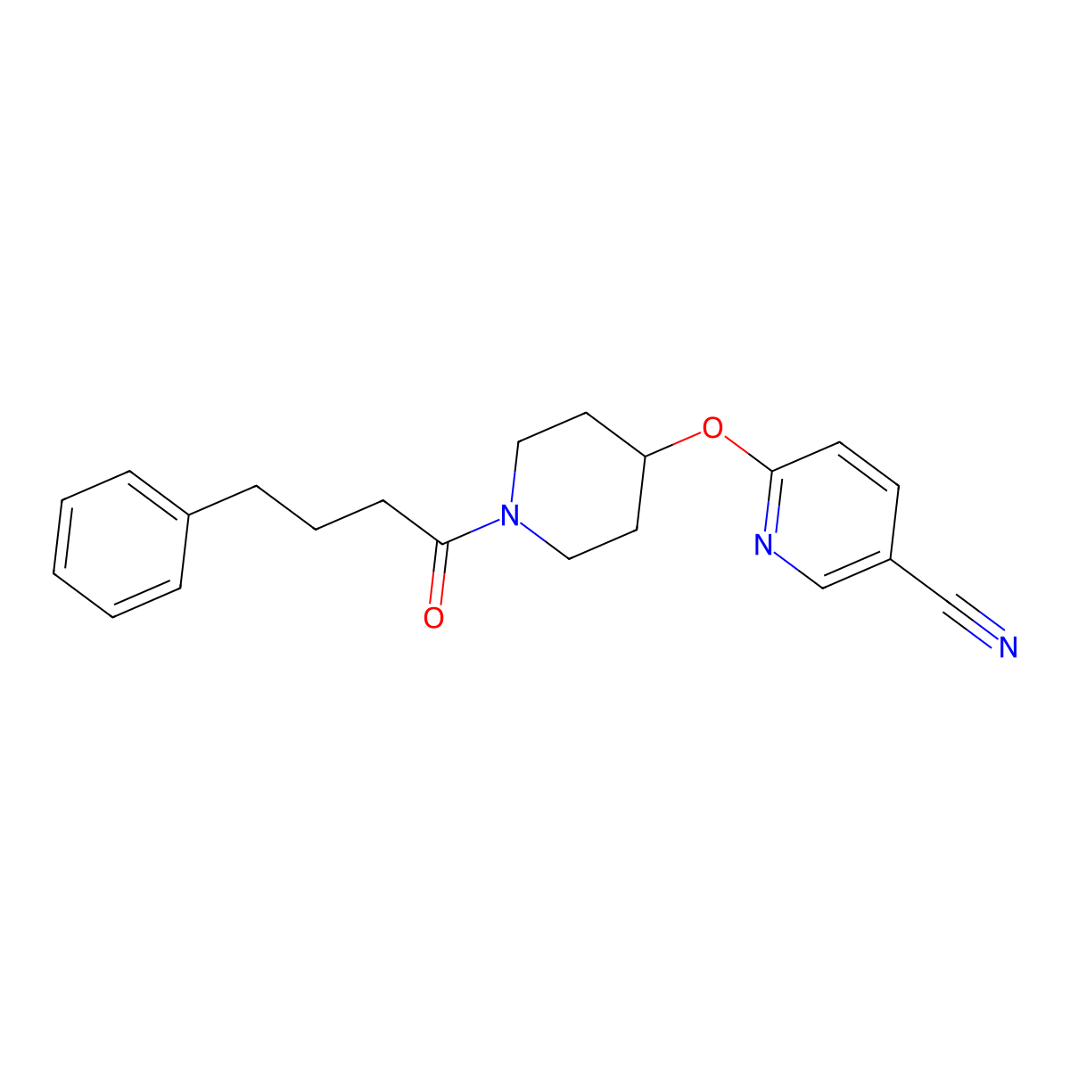 6-((1-(4-Phenylbutanoyl)piperidin-4-yl)oxy)nicotinonitrile molecular structure, CAS 1421477-79-3