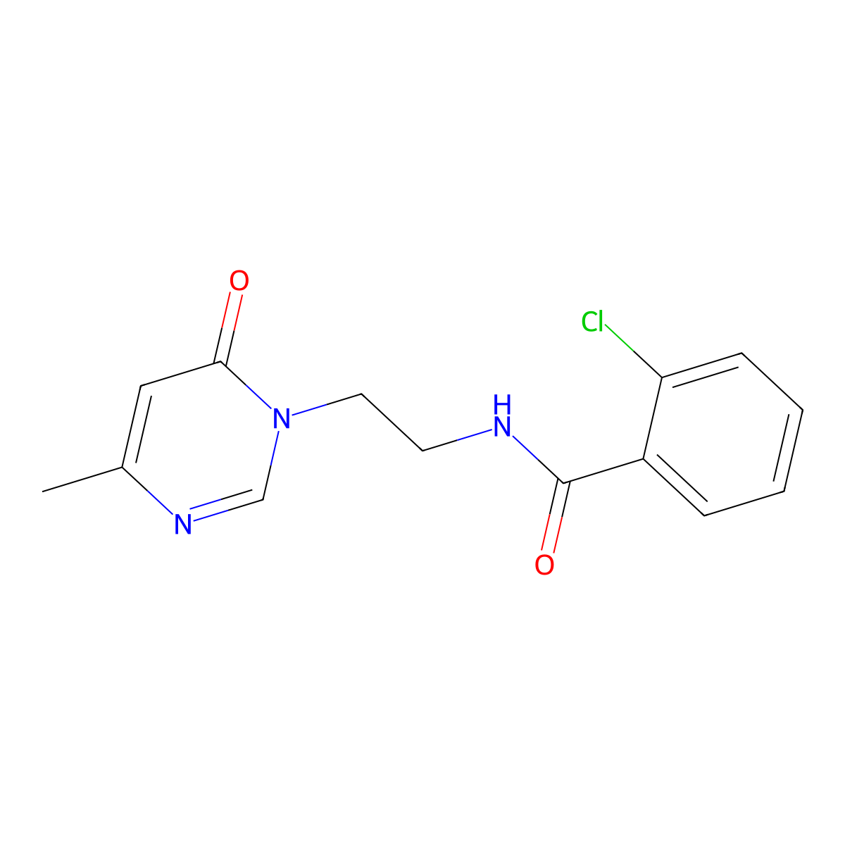2-chloro-N-(2-(4-methyl-6-oxopyrimidin-1(6H)-yl)ethyl)benzamide molecular structure, CAS 1421477-82-8