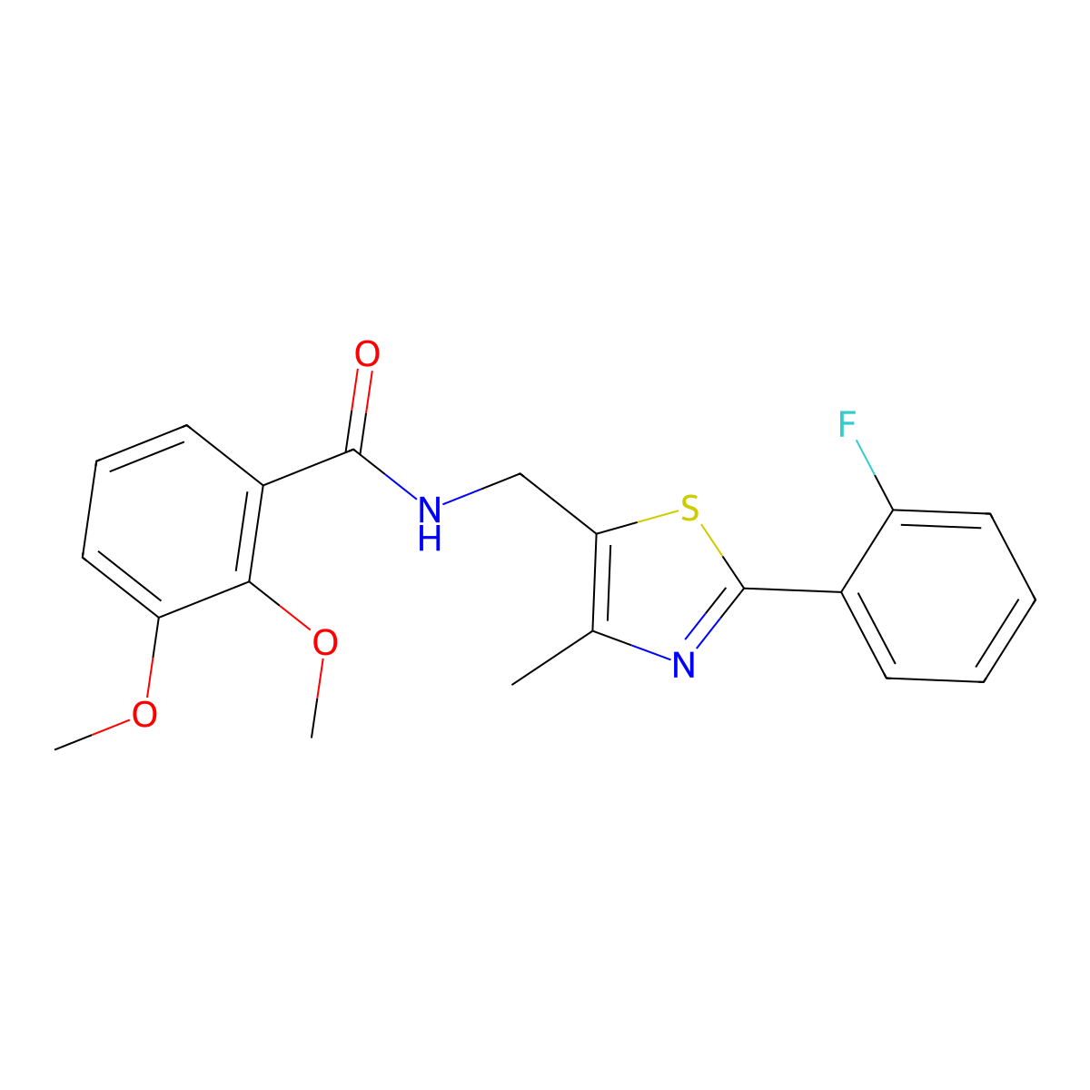 N-((2-(2-fluorophenyl)-4-methylthiazol-5-yl)methyl)-2,3-dimethoxybenzamide molecular structure, CAS 1421477-84-0